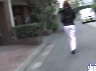 Asian babe skirt sharked while crossing the street