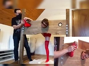 She cums from hardcore tickling of legs and body in stocks!