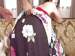 Mature japanese housewife dressed as geisha and cheats her husband with a neighbor